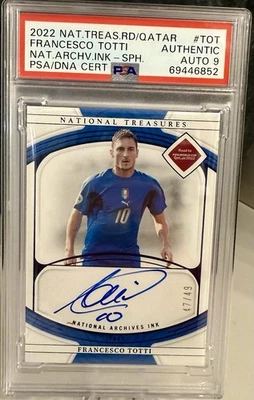 2022 National Treasures Soccer Archives Ink Francesco Totti PSA Authentic Auto 9 - Image 1 of 2