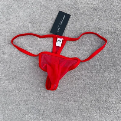 N2N Bodywear Men Red sexy ass Sheer mesh G-string Thong underwear size L - Image 1 of 4
