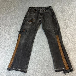 Vintage Levi's 501 Jeans Mens 30 32 * Distressed Rework Unique Patchwork Red Tab - Picture 1 of 13