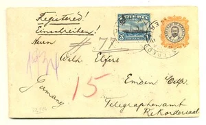 LIBERIA 1911 REG PS COVER UPRATED TO GERMANY - EXTRA FINE  - Picture 1 of 2