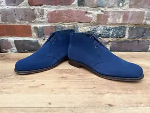 Church's Cheaney Herren Schuhe Blau Wildleder Chukka Boots UK 8 US 9 EU 42 F einmal getragen - Bild 1 von 13