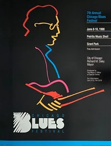 POSTER ORIGINALE CHICAGO BLUES FEST 1990 26" X 20" OTTIME CONDIZIONI VARIANO - Foto 1 di 1