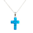 ASM Sterling 925 Silver Necklace W/ Blue Malachite Cross  Pendant