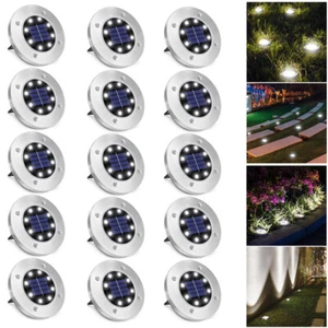 1-16PCS Solar Disk Ground Lights Garden Pathway Outdoor Lawn Lights With 8 LED - Picture 1 of 21