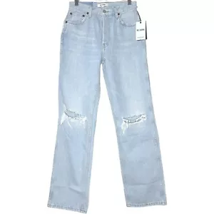 Re/Done anni 90 vita alta sciolta donna 26 cotone blu candeggina distruggi invecchiato nuovo con etichetta - Foto 1 di 20
