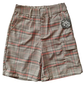 Jolie & Joy Junior's Plaid Shorts w/ Pockets Elastic Waist Size S Beige Multi - Picture 1 of 8