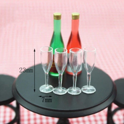 MARKENLOS 1/12 Puppenhaus Miniatur Geschirr Tassen Weinglas Saft Glas Becher 4pcs
