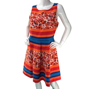 Plenty Dresses Tracy Reese Women Size 10 Sasha Floral N Stripes Dress Multicolor - Picture 1 of 17