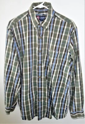 Chaps Men's Green Stripe Plaid Long Sleeve Collared Button Down Shirt Size XL - Image 1 of 3
