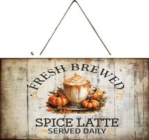 Fresh Brewed Spiced Latte Printed Handmade Sign - Picture 1 of 5