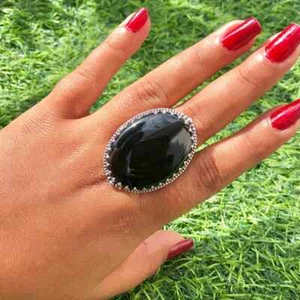 Beautiful Black Onyx Gemstone 925 Sterling Silver Handmade Ring All Size AC-155 - Picture 1 of 8