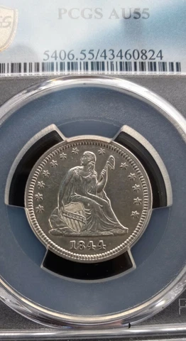 1844 25C Seated Liberty Quarter PCGS AU-55 Magnificent! Cover