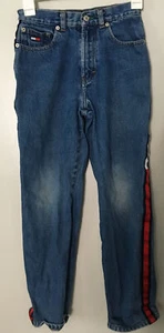 Vintage Tommy Hilfiger Blue Denim Jeans  Baggy Tommy Flag Logo Boys Size 8 - Picture 1 of 9