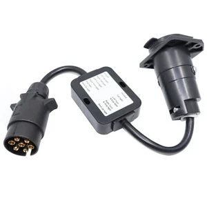 Convertidor de luz de remolque para enchufe redondo europeo de 7 pines a adaptador de hoja de 7 vías de EE. UU. - Imagen 1 de 8