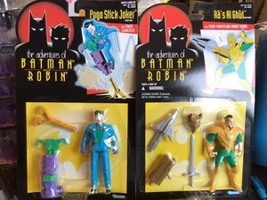 ADVENTURES BATMAN ROBIN ACTION FIGURES RA'S AL GHUL + POGO STICK JOKER HASBRO 95 - Picture 1 of 5
