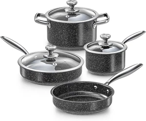 7-Piece Nonstick Granite Induction Stainless Steel Pots and Pans Set with Frying - Picture 1 of 8