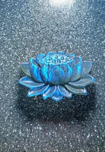 Beautiful Lotus Flower Carving Labradorite Crystal Gemstone - Picture 1 of 4