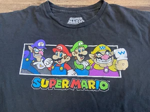 SUPER MARIO BLACK COTTON T-SHIRT  - Mens SIZE XL - Nintendo - Luigi, Wario - Picture 1 of 6