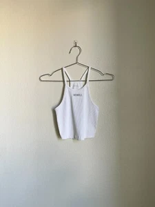 NOBULL Women's Ribbed Halter Crop Tank Top in White Size SMALL - Picture 1 of 4