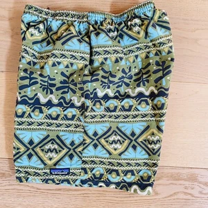 PATAGONIA Baggies Men's L Tiki Hawaiin Green 32X7” Brief Lined Swim Shorts - Picture 1 of 11