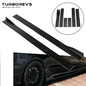 UNIVERSAL BLACK PP SIDE SKIRTS SPATS 2.2M GUARD LIP BODYKIT EXTENSION SPLITTER V - Picture 1 of 4