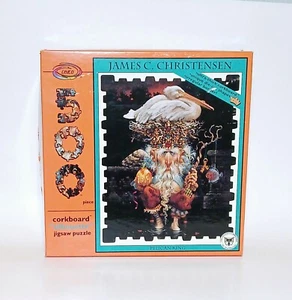 James C. Christensen Pelican King 500 Teile Silhouette Korkbrett Puzzle 1993 - Bild 1 von 15