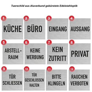 Türschild Schild Edelstahloptik Büro Bad Praxis WC Küche Privat Lager - Bild 1 von 31