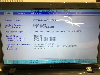 PORTATILE NOTEBOOK FUJITSU AH531/GF0 I7 2640M 2.8 GHZ 8GB RAM  HD 500 GB PERFECT - Immagine 1 di 4