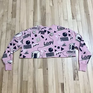 Lazy Oaf Pink Graphic Cropped Sweater - One Size - Picture 1 of 5