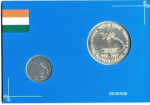 2007 RS. 100 (SILVER) & RS. 2 INDIAN AIR FORCE PLATINUM JUBILEE 2 COINS UNC SET - Picture 1 of 8