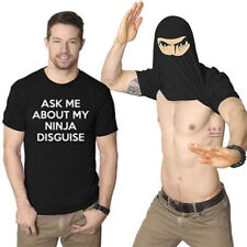 Mens Ask Me About My Ninja Disguise Flip T shirt Funny Costume Graphic Humor AU