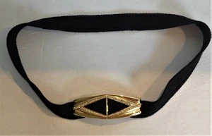 ST JOHN Knit Womens BELT WITH Goldtone RHINESTONE DECO BUCKLE Stunning ST. - Picture 1 of 3
