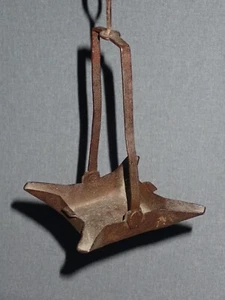 Antique 18th Century Wrought Iron Nautical Betty Lamp Early Gimbal Orig Chain - Picture 1 of 7