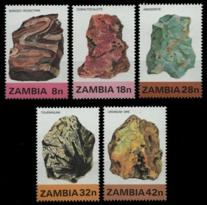 Zambia 1982 - Mi-Nr. 268-272 ** - MNH - Minerales - Imagen 1 de 1
