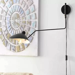 Wandleuchte Innen Schwarz Wandlampe mit Schalter und Stecker Schlafzimmerlampe - Bild 1 von 6
