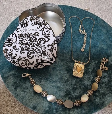 3 PC Brighton Grouping Necklace Bracelet And  Heart Tin  #859 - Image 1 of 4
