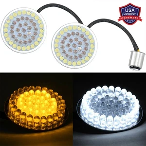 2X 1157 LED Turn Signal Light + Amber Lens For Harley Touring Sportster 883 1200 - Picture 1 of 14