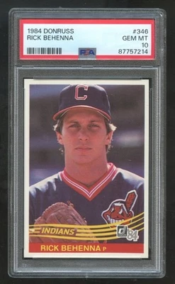 1984 Donruss #346 Rich Behenna Indians PSA 10 GEM MINT 7214 - Image 1 of 2