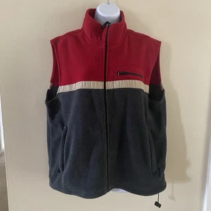 Vintage Route 66 Women's Size L Large Fleece Vest Red Gray Tan Zip Up Pockets - Picture 1 of 14