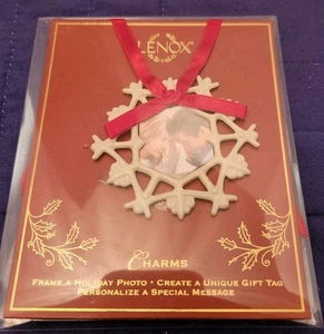 Lenox Weihnachten weiß Schneeflocke Fotorahmen Ornament Geschenkanhänger Charm - Bild 1 von 8
