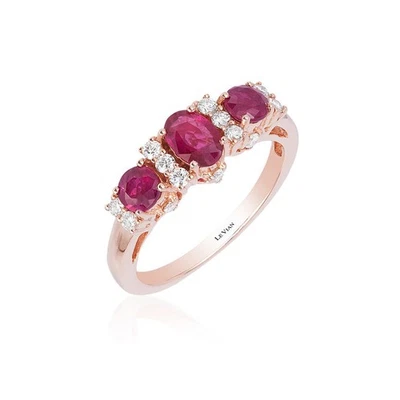 LeVian 14K Rose Gold Ruby H-I SI1 Diamond 1.4 cts Ring Size 7 - Image 1 of 4