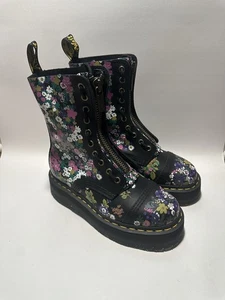 Dr. Martens Sinclair Stiefel Hi Damen 7 Plateau Grob Reißverschluss Schnürung Blumenmuster Neu - Bild 1 von 6