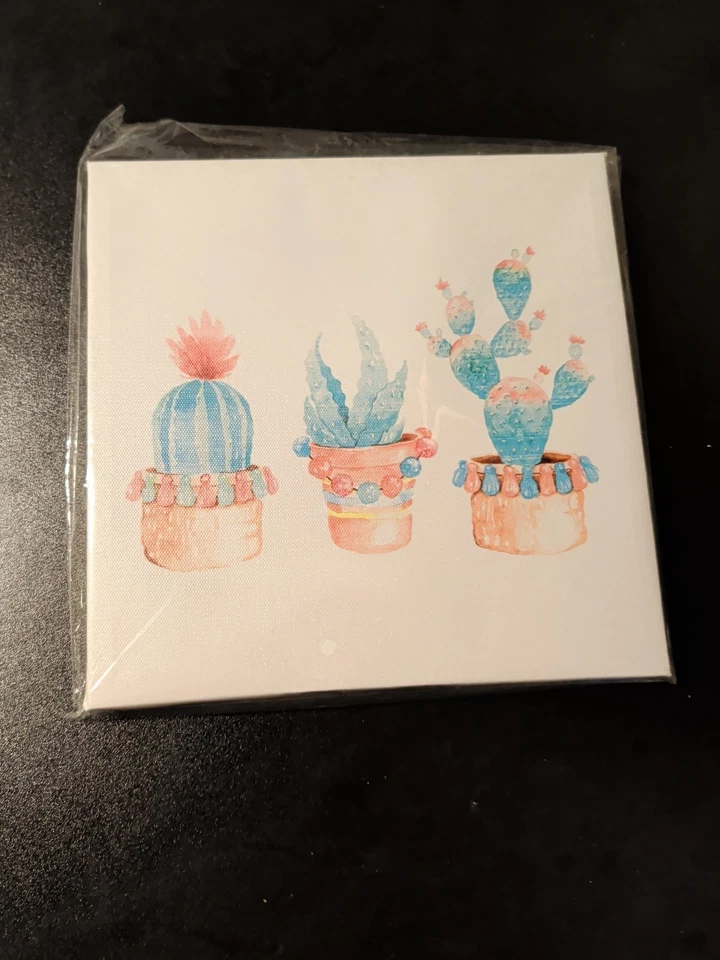 Arte de pared de plantas del desierto de cactus lienzo decoración del hogar 8,5" x 8,5" Foto 1 de 1