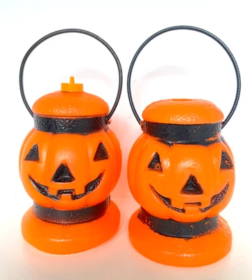 Par de linternas de Halloween molde soplado calabaza Jack-O-Lantern vintage años 60/70 Foto 1 de 4