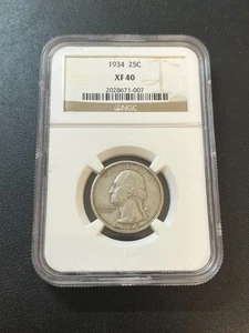 1934 P WASHINGTON QUARTER NGC XF-40 - SILVER - EARLY DATE - CERTIFIED SLAB - 25C - Picture 1 of 2