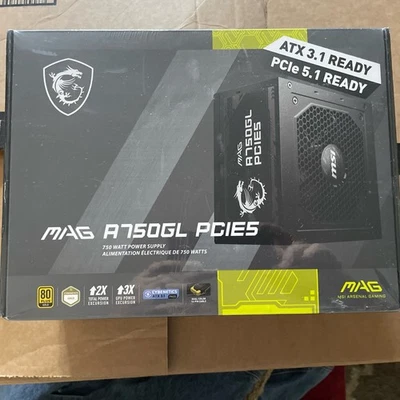 Msi MAG A750GL PCIE5 750W 80+ GOLD Power Supply (New) - Image 1 of 4