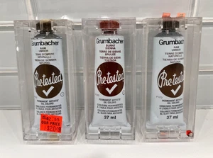Lotto 3 tubi pittura ad olio vintage Grumbacher pre-testati 37 ml grezzo umbra bruciata Siena - Foto 1 di 12