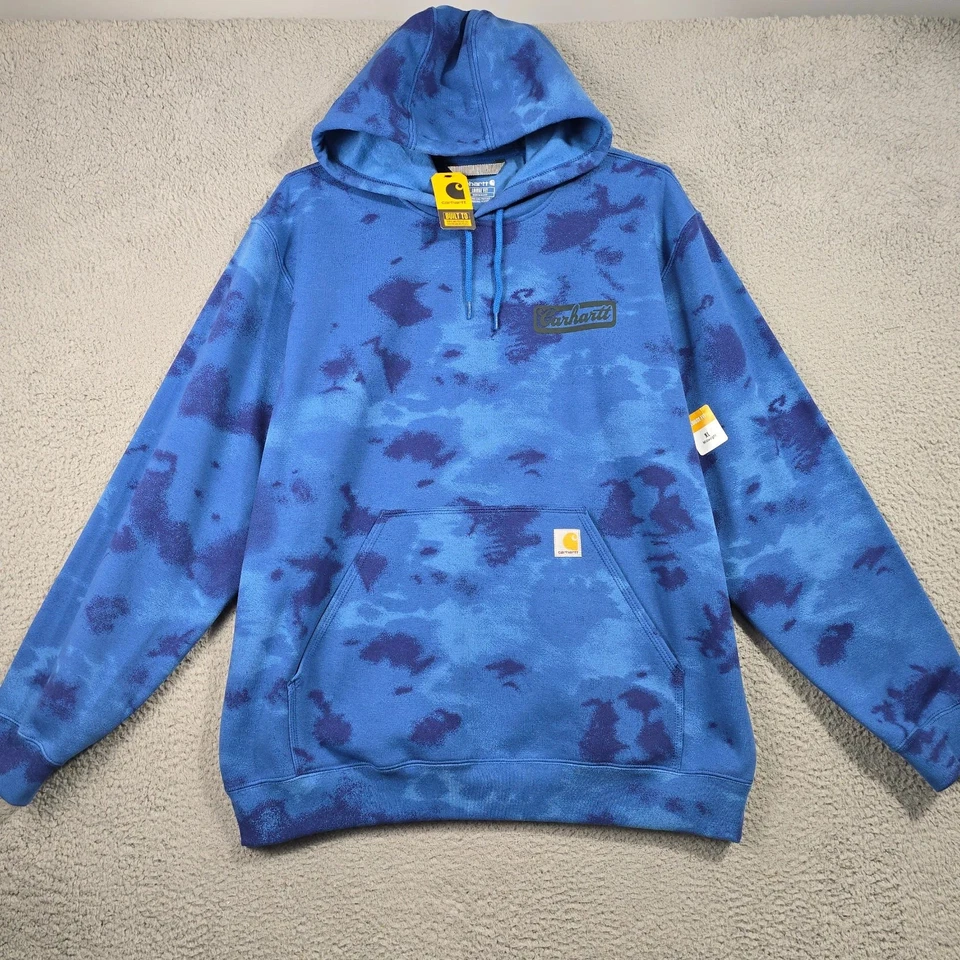 Carhartt Hoodie Mens 2XL Blue Loose Fit Pullover Sweatshirt Grunge Workwear K288