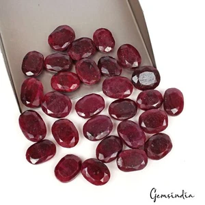 590 Cts/28 Pcs Natural Red Ruby Oval Cut Loose Faceted 16-20mm Jewelry Gems Lot - Picture 1 of 5