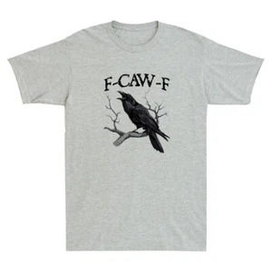 F-Caw-F Funny Black Crow Graphic Humor Quote Vintage Men's Short Sleeve T-Shirt - Picture 1 of 8